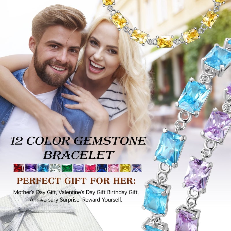Juwaliy 18K White Gold Plated Tennis Bracelets for Women,February Birthstone Bracelet Purple Amethyst Mother Jewelry Birthday Valentines Gift for Her - Image 3