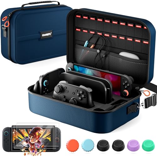 COOWPS for Nintendo Switch 2 Carrying Case Bundle, with 2-Pack Screen Protector, 6Pcs Thumb Grips, 20 Game Card Slots, Portable Travel Full Protection All In One Storage Case for Switch 2 Accessories - Image 1