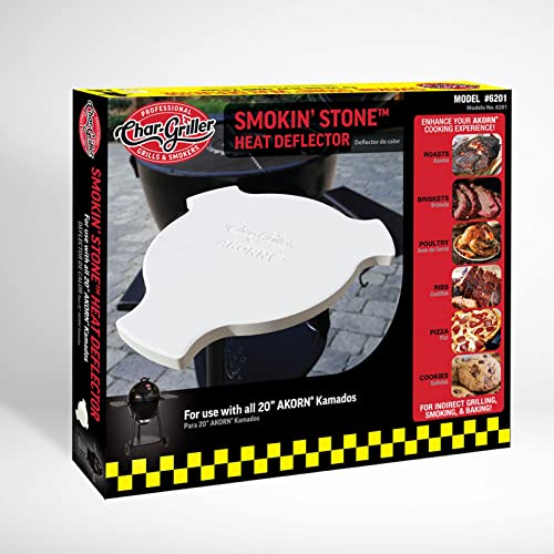 Char-Griller® AKORN Charcoal Grill and Smoker Ceramic Smokin' Stone Accessory for Low-and-Slow Indirect BBQ Smoking Methods in Ivory, 15”L x 15”W x 1”H, Model 6201 - Image 5