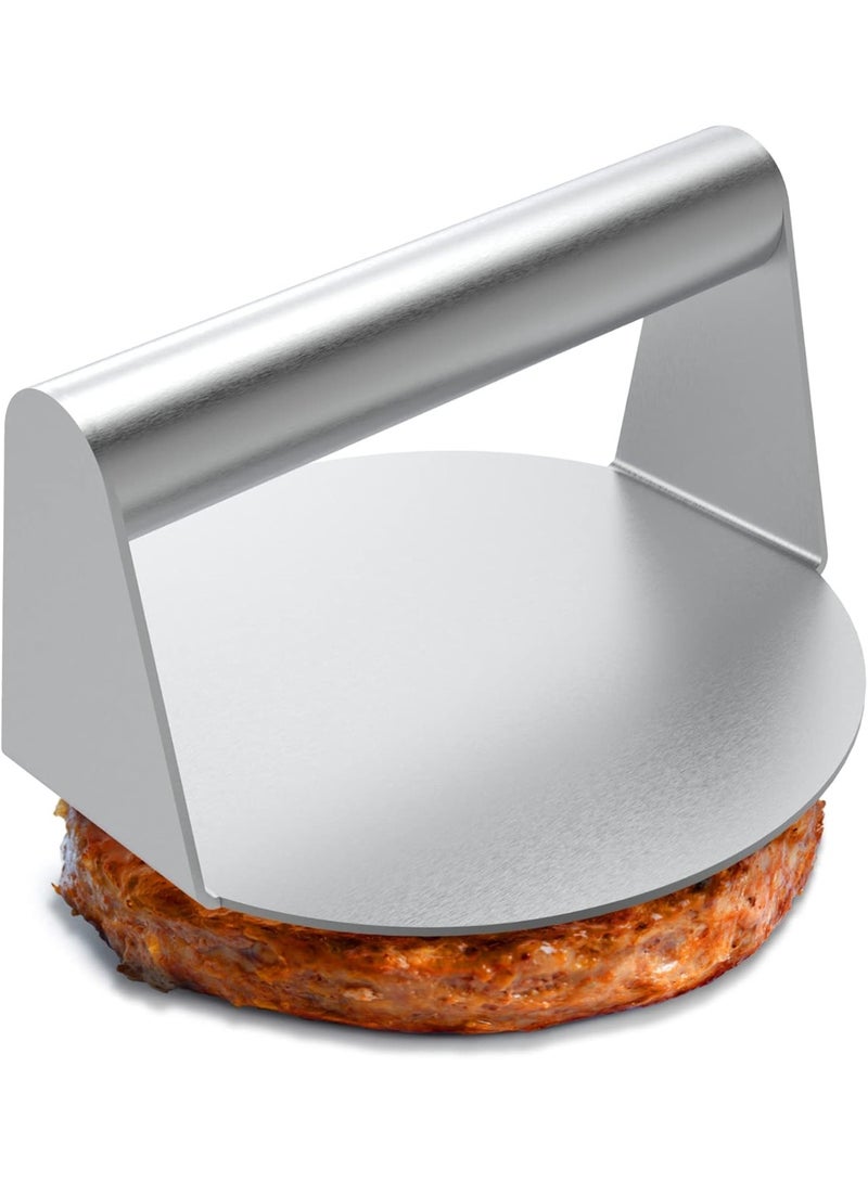 Stainless Steel Burger Press, 5.5" Round Crusher, Non-Stick Smooth Burger Press, Flat Bottom No Grooves, Perfect Bacon Grill for Grill Cooking - Image 1