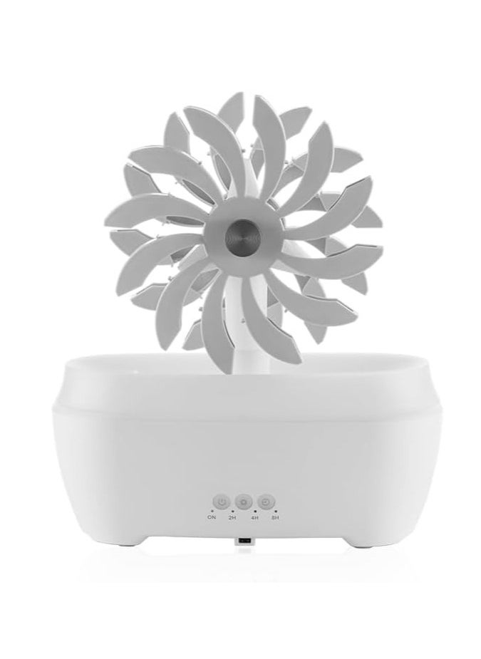 Pinwheel Raindrop Humidifier, 300ML Diffusers Humidifier, Spray Mist, Rotating and Rain Drop at The Same Time, 7 Colors Mood Light Air Humidifier for Bedroom, Aromatherapy Room Fragrance Device