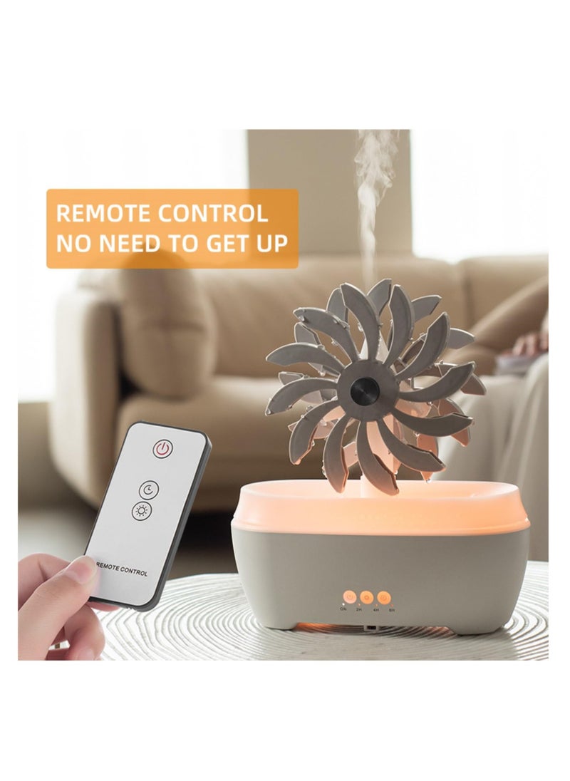 Pinwheel Raindrop Humidifier, 300ML Diffusers Humidifier, Spray Mist, Rotating and Rain Drop at The Same Time, 7 Colors Mood Light Air Humidifier for Bedroom, Aromatherapy Room Fragrance Device