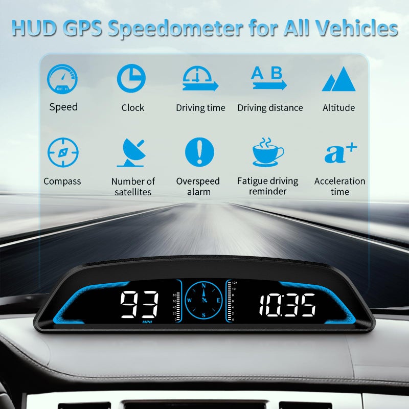 SinoTrack Digital GPS Speedometer Universal Heads Up Display for Car 5.5 inch Large LCD Display HUD with MPH Speed Fatigued Driving Alert Overspeed Alarm Trip Meter for All Vehicle - Image 2