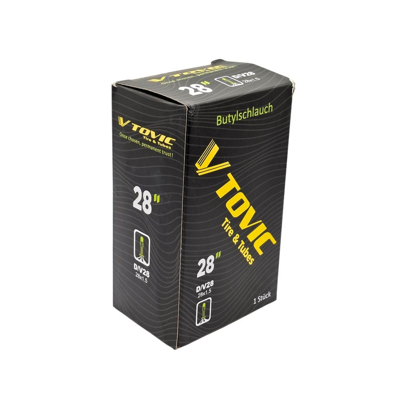إطارات V-Tovic أنبوب داخلي للدراجة V-Tovic مقاس 28 بوصة (28×1.5) – مصنوع من مطاط البوتيل بصمام DV بطول 28 مم، أنبوب بديل متين لدراجات الطريق والجبال والمدينة والكراسي المتحركة - Image 2