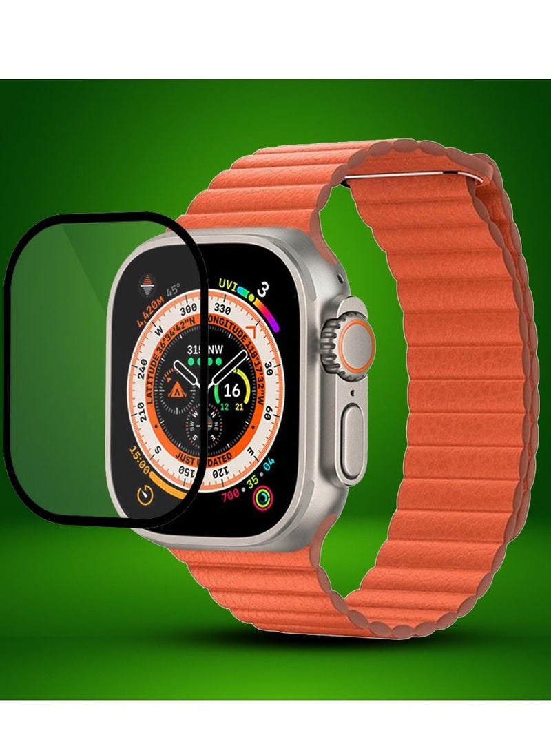CATANES 2 Packs For Apple Watch Band 49mm Leather Loop Band Magnetic Watch Strap Wristband and 3D Screen Protector Orange  - Image 2