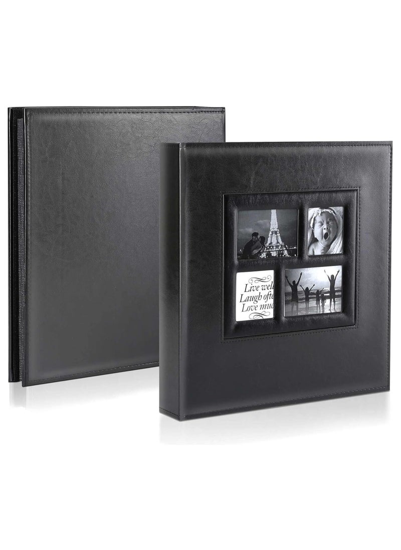 ماركة غير محددة Photo Album,600 Photos Large Capacity Leather Cover,Picture Albums with 600 Pockets for Family Wedding Anniversary Baby,Easy to Clean (Black)  - Image 2