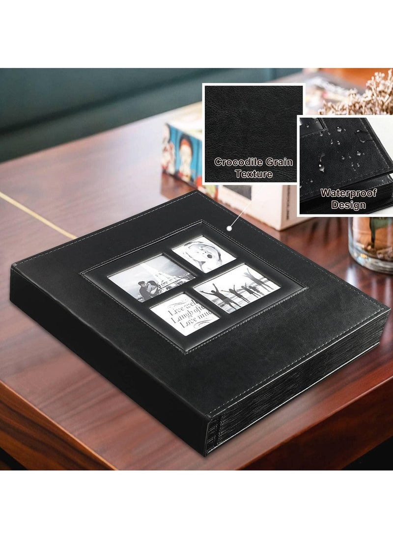 ماركة غير محددة Photo Album,600 Photos Large Capacity Leather Cover,Picture Albums with 600 Pockets for Family Wedding Anniversary Baby,Easy to Clean (Black)  - Image 3