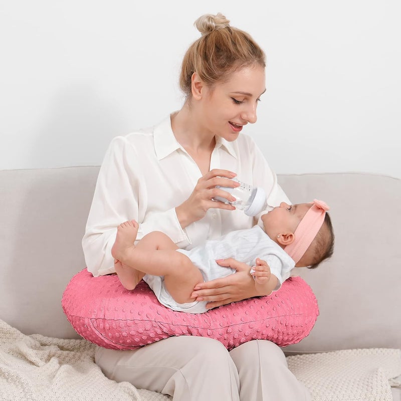 QUENESS Nursing Pillow Cover Breastfeeding Pillow Cases Plush Dot Slipcover (StrawberryRed) - Image 4