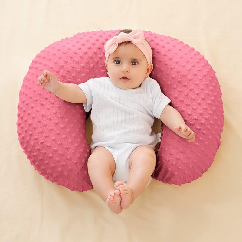 QUENESS Nursing Pillow Cover Breastfeeding Pillow Cases Plush Dot Slipcover (StrawberryRed) - Image 5