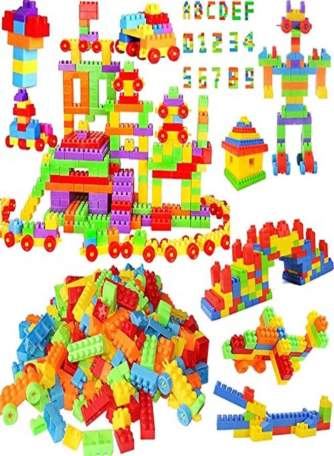 PULSBERY Plastic Building Block Set for 3-8 Years Old Kids Boys & Girls,200+ Piece Random Color (Building Block Toys)