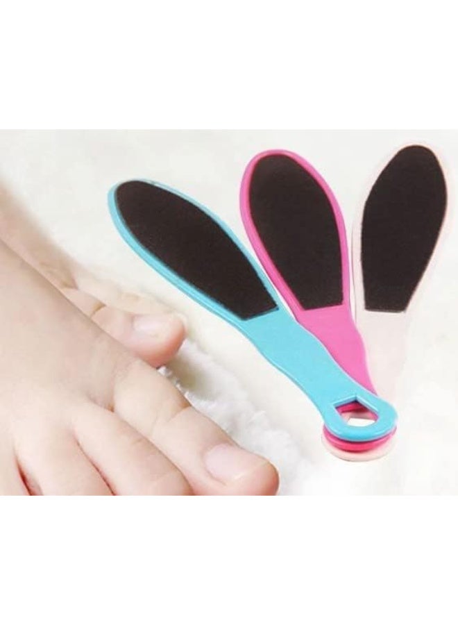 مبرد باديكير لإزالة الجلد من القدم بوجهين ومقبض بلاستيك الوان متنوعة 3 قطع - Image 3