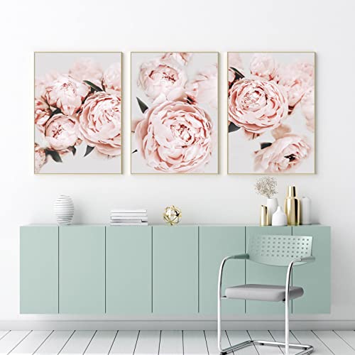 Pennclys Peony Wall Art Pink Flower Canvas Wall Art Prints Peonies Wall Art Abstract Flower Pictures Wall Decor Peony Painting Flower Poster for Living Room Bedroom 16x24 Inch (set of 3) Unframed - Image 5