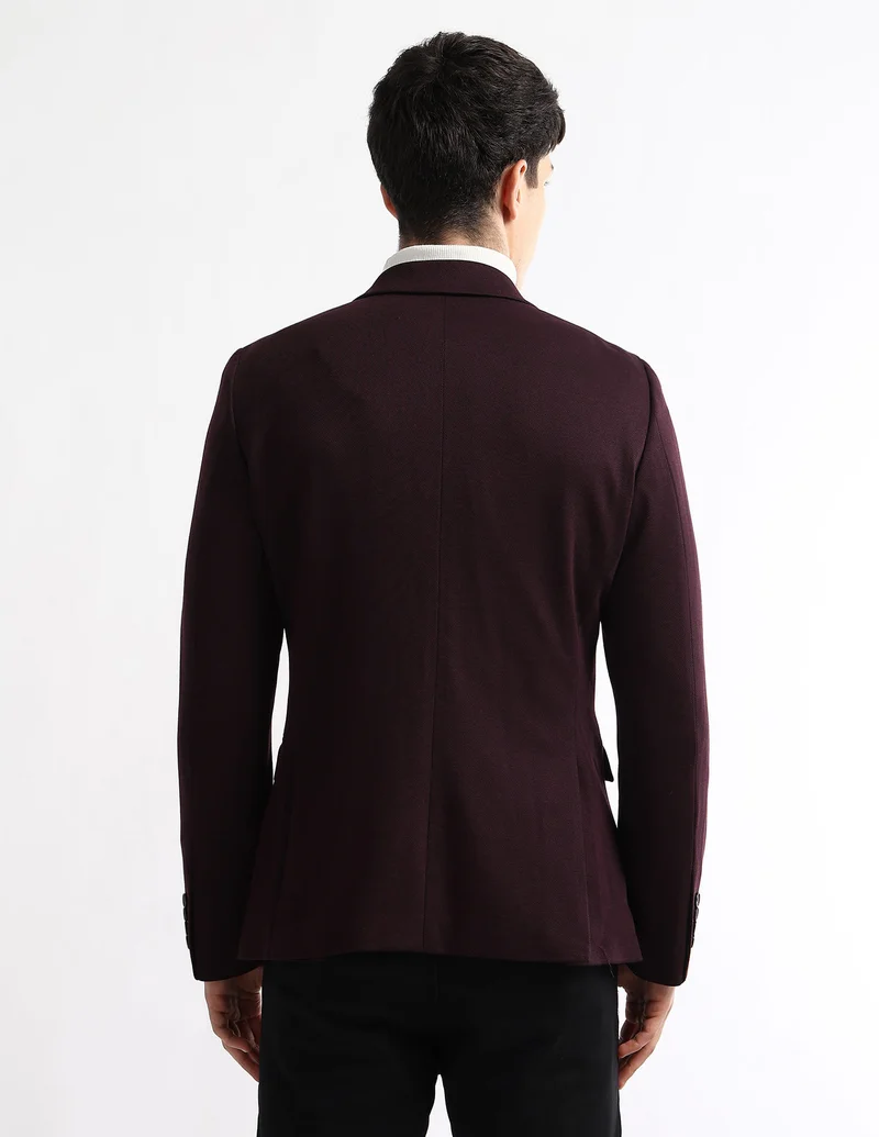 Arrow Maroon Textured Zero Calorie Slim Fit Blazer for Men | Best Price UAE