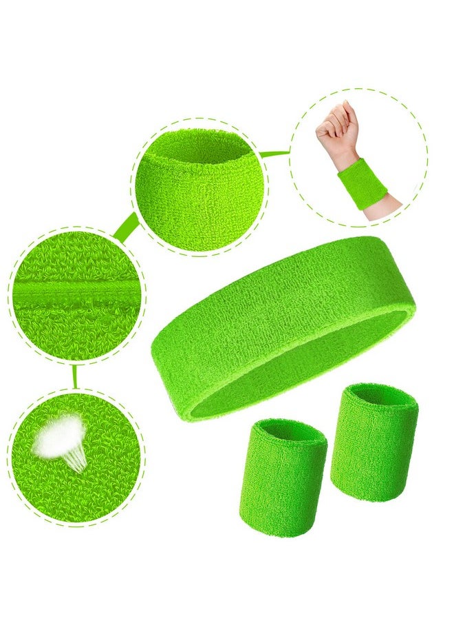 Skylety - 24 Pieces 80S Neon Sweatbands Set Include 8 Sports Headbands And 16 Sweat Wristbands Elastic Athletic Sweat Bands Bulk For Man Woman 80S Party (Bright Colors) - Image 1