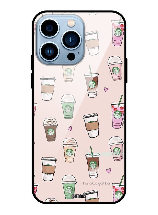 Theodor Protective Tempered Glass Case Cover For Apple iPhone 13 Pro Coffee-Patterns - Image 1