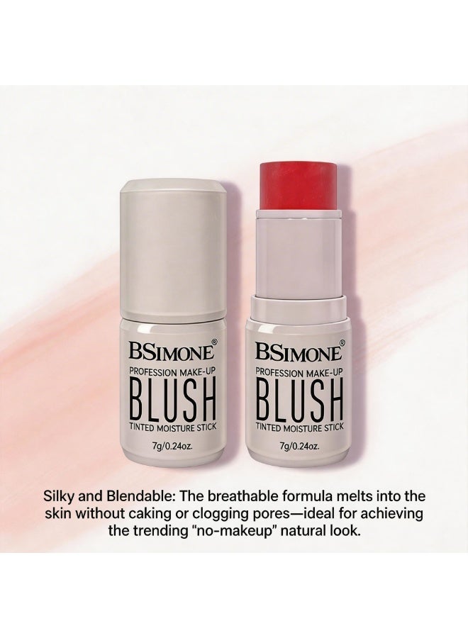 BSIMONE Multi-Use Matte Cream Blush & Lip Tint Stick, 2-in-1 Waterproof Makeup Stick, Long-Lasting Blendable Formula - #01 Sunset Red - Image 5