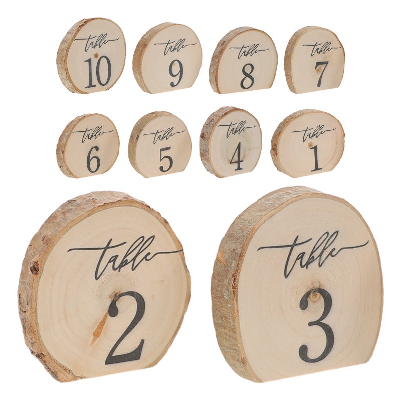 10pcs Rustic Wood Bark Table Numbers 1-10 Natural Semicircle Numbers Signs for Wedding Reception Baby Shower Anniversary Parties Decorations - Image 1