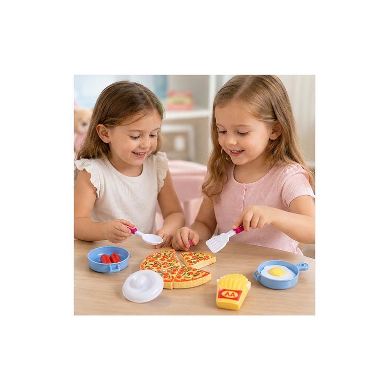 Kids Pizza Pretend Play Food Toy Set with Cooking Utensils and Accessories - Image 4