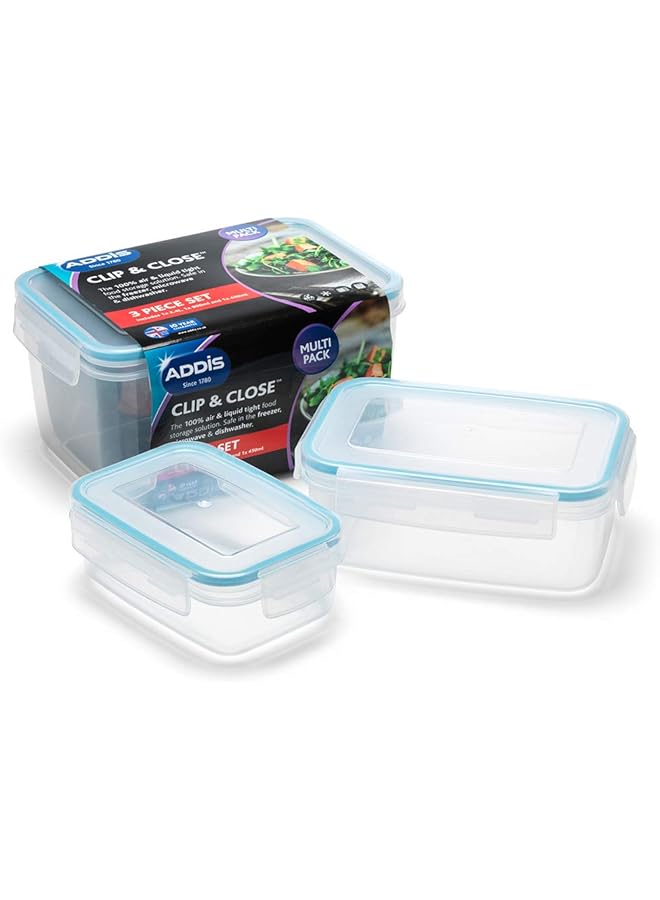 أديس مجموعة صناديق تخزين الطعام المستطيلة القابلة للإغلاق والمكونة من 3 قطع - Image 1