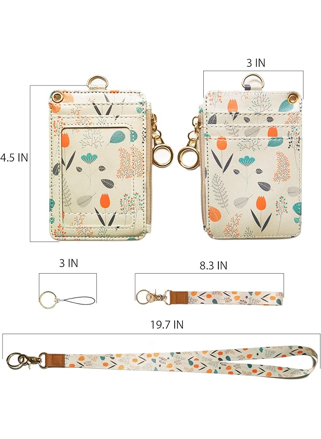 erorex Lanyard Wallet Wallet Lanyard Lanyards For Id Badges Lanyards For Id Badges For Women Lanyard Wallet For Women Fashion Badge Holder With Zipper Light Yellow  - Image 2