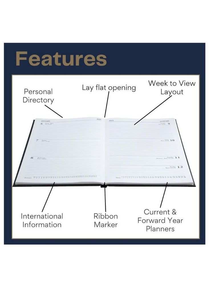 Collins - Collins Standard Desk Mid Year Diary Planner A5 Week to View Academic Year 2024-25 FSC Paper - Red - Weekly Mid Year Journal for Students - Image 1