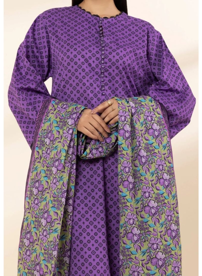 Fabric Pakistani Printed Unstitched Lawn Dress 3 Piece - Image 3