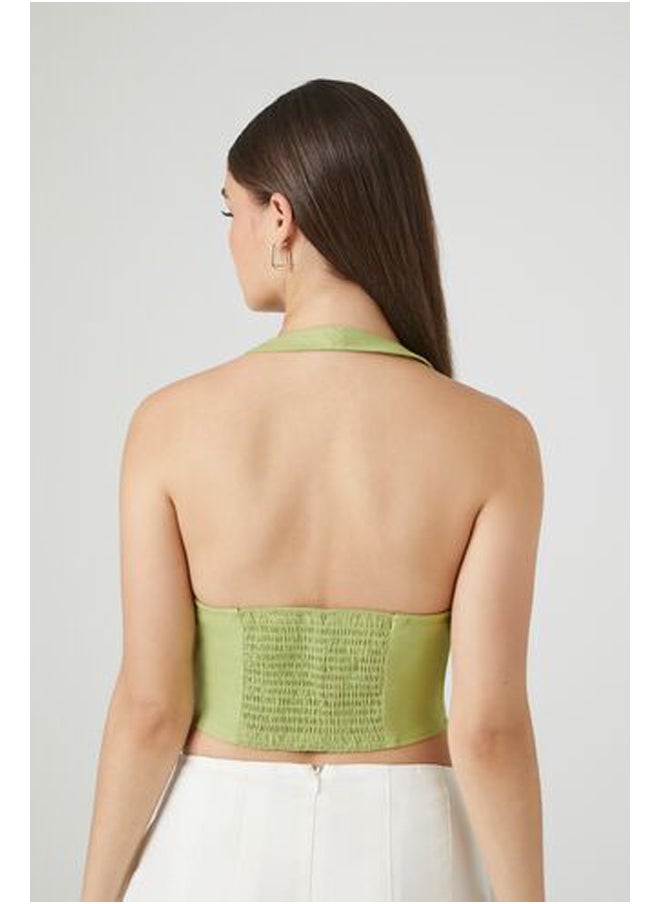 FOREVER 21 - Button-Front Halter Crop Top - Image 1