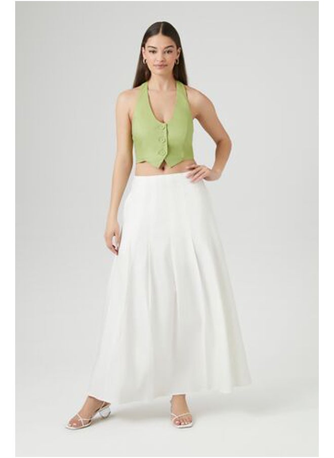 FOREVER 21 - Button-Front Halter Crop Top - Image 1