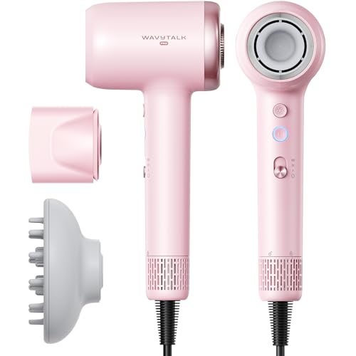 wavytalk Hair Dryer, Wavytalk Turblow Pro Fast Drying Blow Dryer with Diffuser, High Speed Hair Dryer with 110,000 RPM, Pro Negative Ions for Reduces Damage, Frizz Smoothing, 3 Speeds & 3 Temps, Pink - Image 1