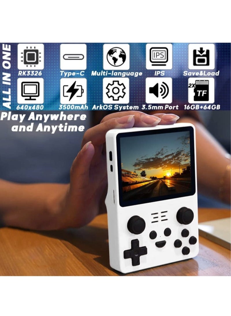 RGB20S Handheld Game Console with Retro Open Source System, Preloaded 15000+ Games, RK3326 3.5-Inch 4:3 IPS Screen for Children's Gifts (White) - Image 4