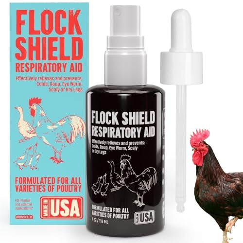 Samorillo Flock Shield Respiratory Aid for Poultry - [Made in USA] - 4oz Chicken Supplement, Rooster Booster for Respiratory System - Dropper, Spray Top Included - Safe for All Birds - Drinking Water Additive - Image 1