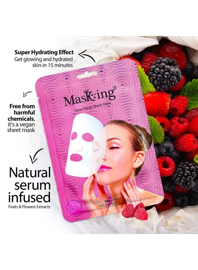Masking Strawberry and glow Facial sheet mask for Glowing skin and hydrating, ideal for men and women pack of 2 - Image 3