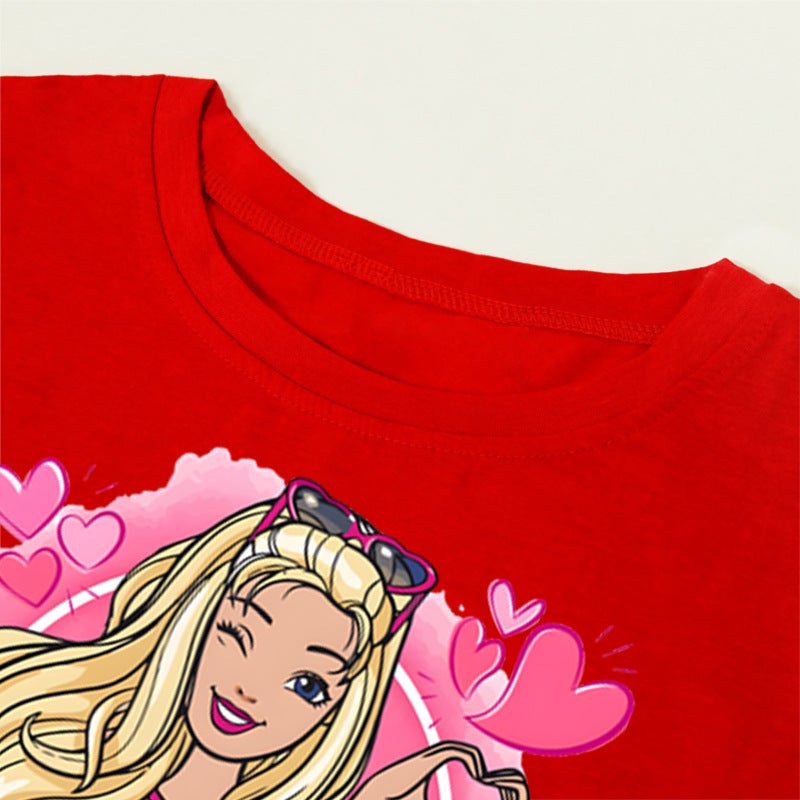 Brielle Barbie Print Explosions Casual Pullover Summer Fashion Round Neck Short Sleeve T-Shirt - Image 5