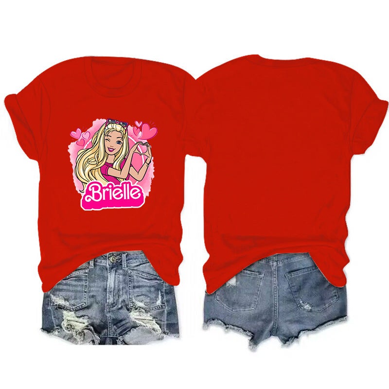 Brielle Barbie Print Explosions Casual Pullover Summer Fashion Round Neck Short Sleeve T-Shirt - Image 4