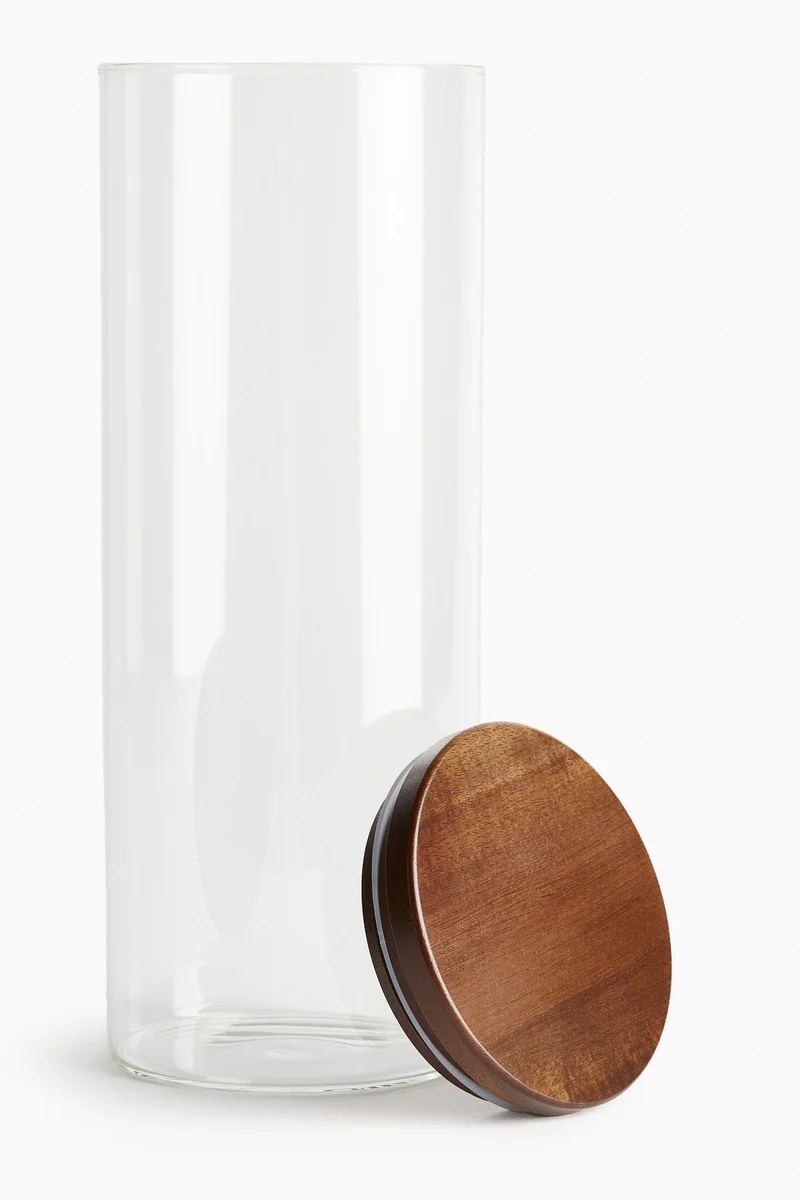 H&M Tall lidded glass jar