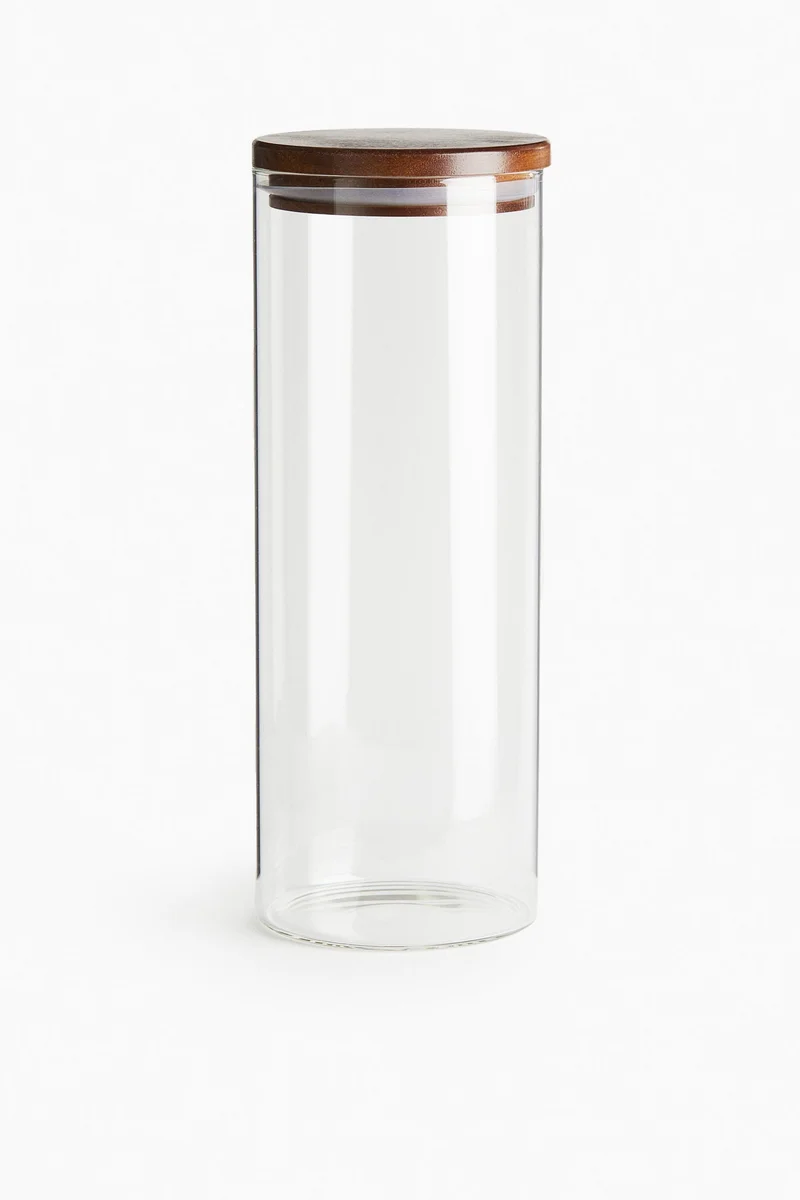 H&M Tall lidded glass jar