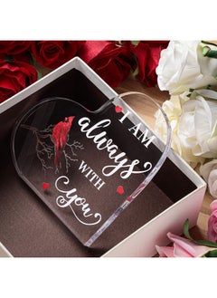 Yalikop Sympathy Gift Red Cardinal Gifts Decor Bereavement Gift Crystal Acrylic Heart Memorial Gift Condolence Gift for Loss of Loved One Table Centerpieces Remembrance Decor (I Am,5.95 x 6 x 0.6 Inches)  - Image 4