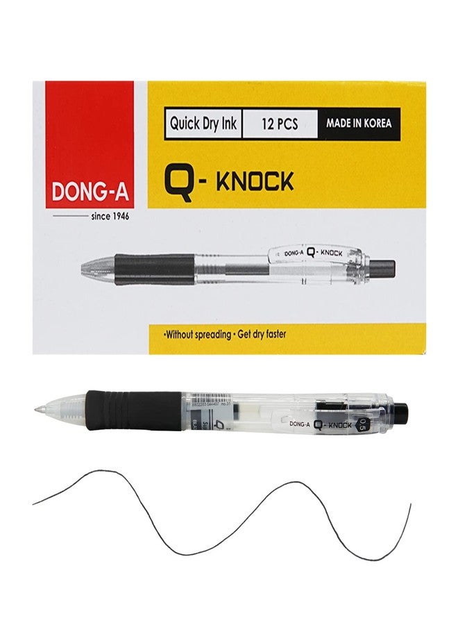 Dong-A fine point 0.5mm retractable ink gel pens quick dry ultra soft rubber grip smooth writing - Black, 12 Count - Image 2
