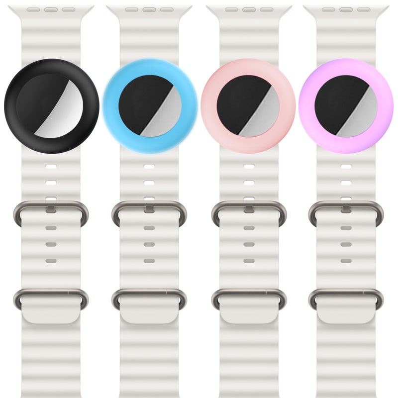 SPOMOX [4 Pack] Princess Cruise Medallion holder Watch Adapter, Silicone Princess Medallion Holder Accessories for Carnival Ocean Medallion, Also for Apple Airtag Dog Collar Holders (Black/Blue/Pink/Purple) - Image 2