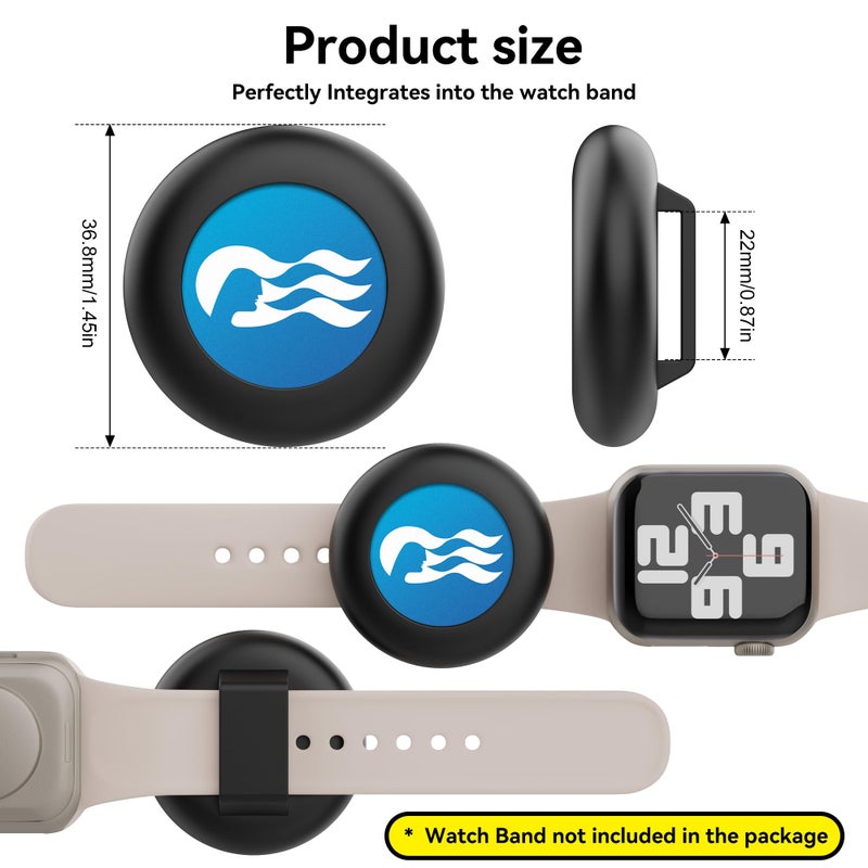 SPOMOX [4 Pack] Princess Cruise Medallion holder Watch Adapter, Silicone Princess Medallion Holder Accessories for Carnival Ocean Medallion, Also for Apple Airtag Dog Collar Holders (Black/Blue/Pink/Purple) - Image 3
