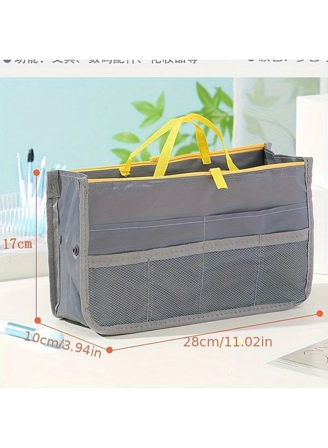 حقيبة حمل رمادية متعددة الوظائف من النايلون مع أقسام متعددة للإكسسوارات - Image 3