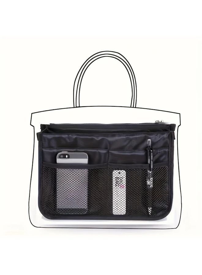 حقيبة حمل رمادية متعددة الوظائف من النايلون مع أقسام متعددة للإكسسوارات - Image 4