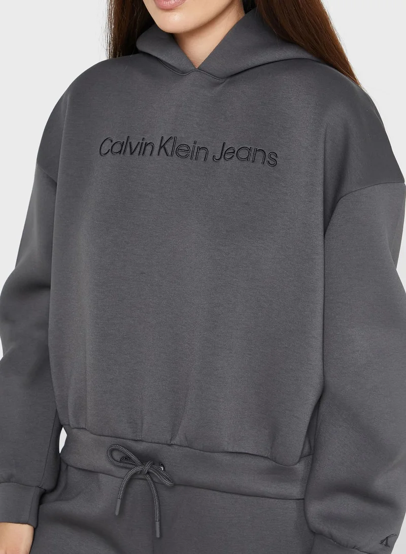 Calvin Klein Jeans Drawstring Detail Knitted Hoodie
