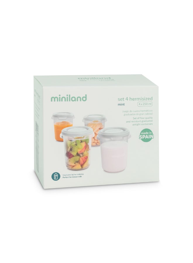Miniland Hermisized Mint Airtight Baby Food Containers – 250 ml (Set of 4) - Image 3