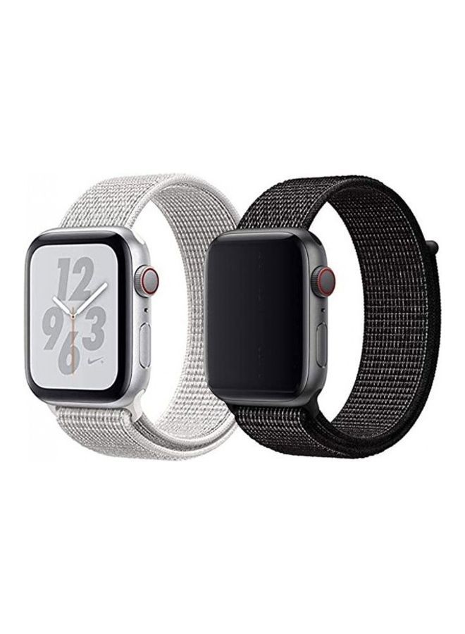 NIBEMINENT 2-Pack Nylon Sport Loop Strap Band for Apple Watch 42/44mm Black/White - Image 1