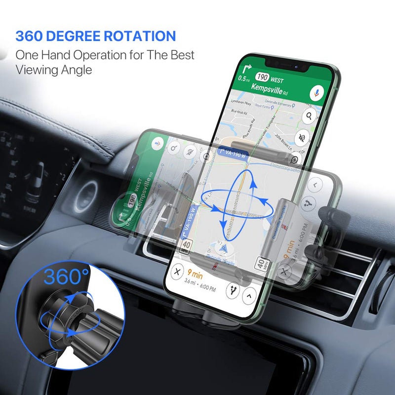 Miracase Phone Holders for Your Car with Metal Hook Clip, Air Vent Cell Phone Car Mount, Hands Free Universal Automobile Cradle Fit for iPhone Android and All Smartphones, Classic Black - Image 4