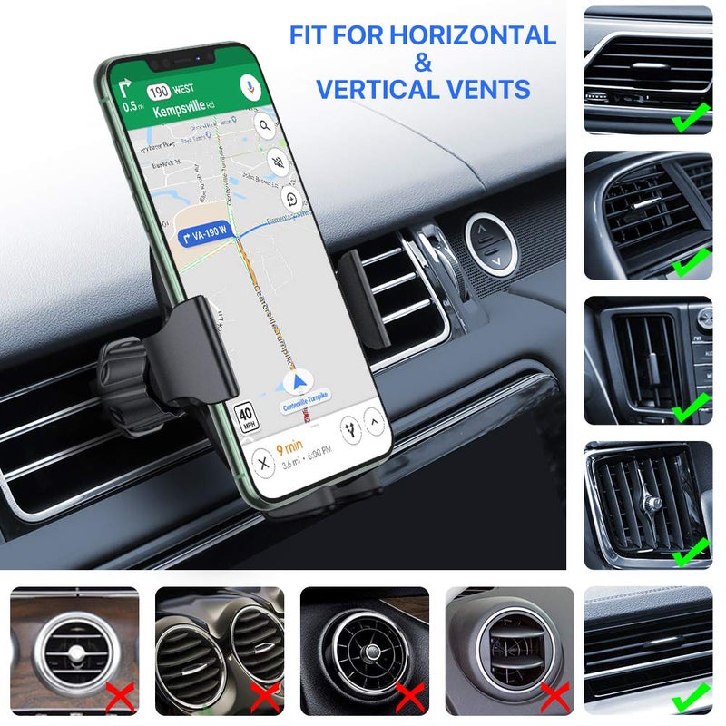 Miracase Phone Holders for Your Car with Metal Hook Clip, Air Vent Cell Phone Car Mount, Hands Free Universal Automobile Cradle Fit for iPhone Android and All Smartphones, Classic Black - Image 2
