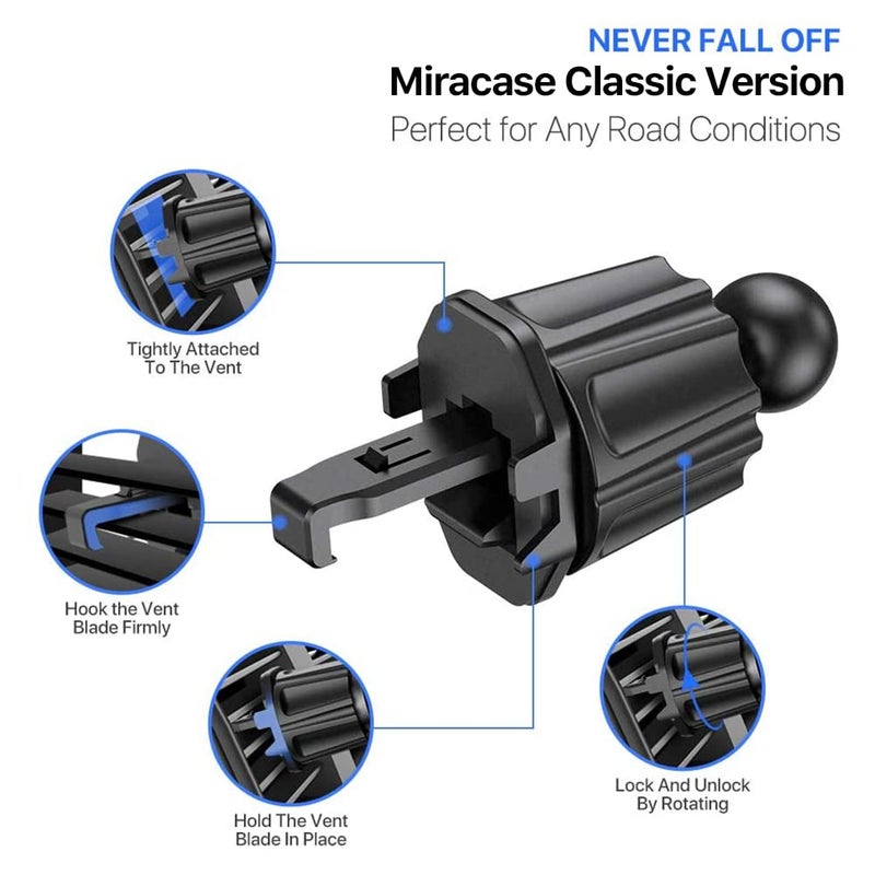 Miracase Phone Holders for Your Car with Metal Hook Clip, Air Vent Cell Phone Car Mount, Hands Free Universal Automobile Cradle Fit for iPhone Android and All Smartphones, Classic Black - Image 5