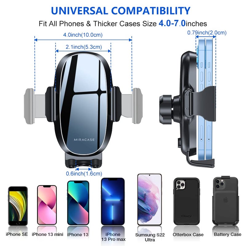 Miracase Phone Holders for Your Car with Metal Hook Clip, Air Vent Cell Phone Car Mount, Hands Free Universal Automobile Cradle Fit for iPhone Android and All Smartphones, Classic Black - Image 3
