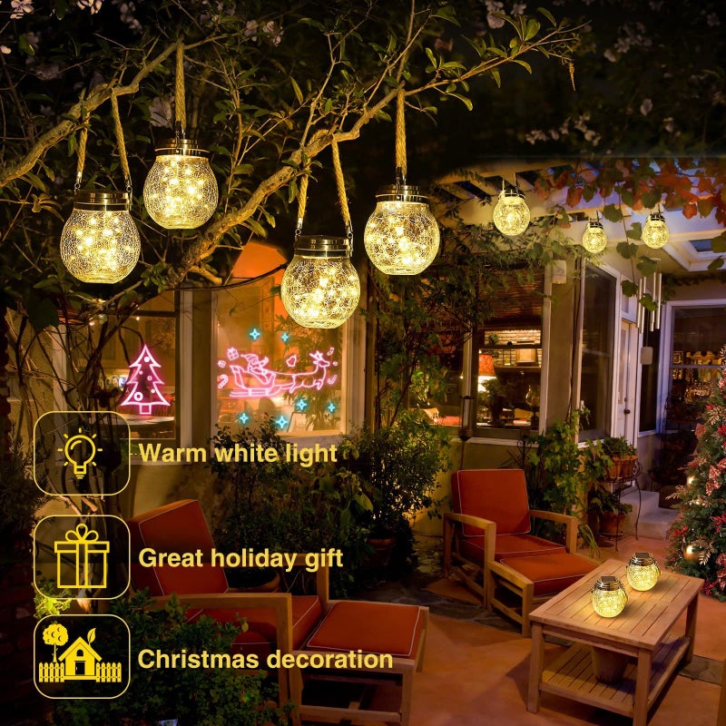 ROSHWEY Solar Lantern Gifts for Women, 2 Pack Hanging Garden Decor Lights Outdoor Waterproof with 30 LED for Halloween Christmas Easter Gift - Image 4
